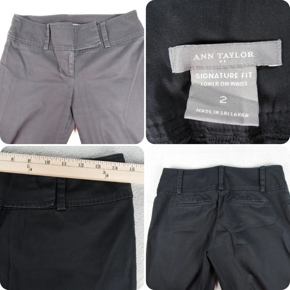 Ann Taylor Pants Womens 2 Black Signature Fit Flat Front Straight Casual Cropped - Picture 1 of 15